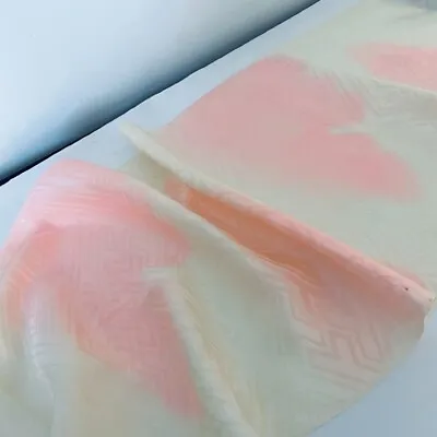 Pink Cloud #B 14x58 Vintage Nagajuban Rinzu Jacquard Silk Kimono Fabric NJ8 • $12.99