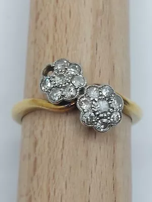 18ct Yellow Gold Diamond Double Daisy Ring Size N1/2.(3.92g) 1 Stone Missing.  • $386.85