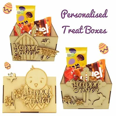 Personalised 3D Easter Hamper Chocolate Eggs Sweet Treat Box Wooden Craft Gift • £5.99