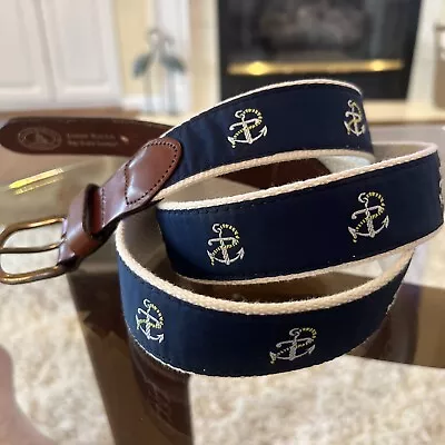 Leather Man Ltd Belt Woven Mens Nautical Anchor Boating Size 44 Brass USA • $20