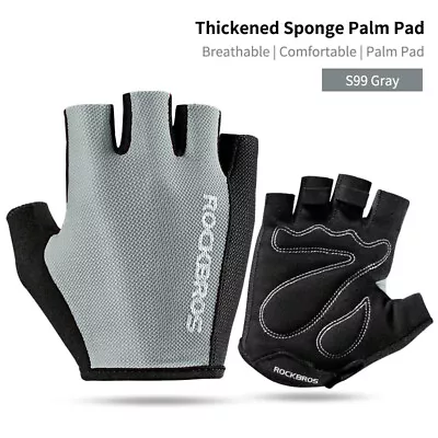 ROCKBROS Bike Half Finger Gloves Cycling Gloves Breathable Shockproof Gloves • $15.39