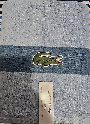 Lacoste ~ Blue Bath Towel 100% Cotton 30  X 52  Big Crocodile Logo • £23.75