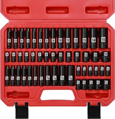 50-Piece 1/4  Drive Master Impact Socket SetSAE And MetricDeep/Shallow6 Point • $45.99