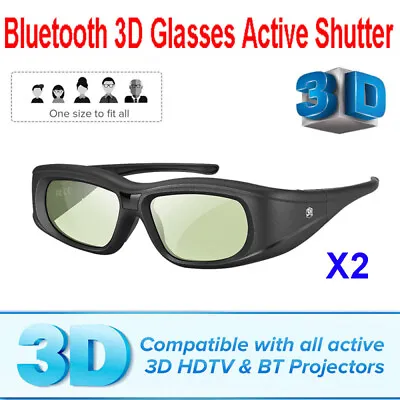 2PC Elikliv Bluetooth Active Shutter Glasses LCD 3D For Sony Samsung Panasonic • £47.63