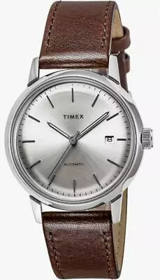 Timex Marlin Automatic Marine 40Mm Dial Silver Belt Brown Leather • $522.65