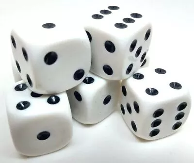 Dice 16mm WHITE With Black Spot. 6 Sided Standard. Board And Wargame • £2.99