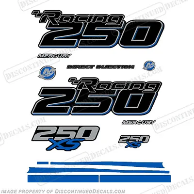 Fits Mercury Racing Optimax 250XS DFI DECAL SET BLUE 8M0121262 - Blue Stripes • $164.95