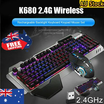 $25.99 • Buy Gaming Keyboard Mouse Set USB For PS4 Xbox One,Wireless Recharge RGB Rainbow LED