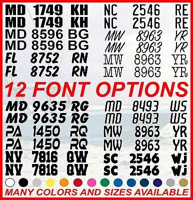 Custom Boat Registration Numbers Lettering 3  X 20  Set Of 2 Decals Jet Ski • $13.45