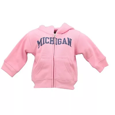 NCAA Michigan Wolverines Girls Infant Toddler Size Hooded Zip Up Pink Sweatshirt • $19.99