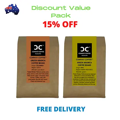 Raw Green Coffee Beans. Home And Hobby Roaster Value Pack X 2 Kilograms • $57.20