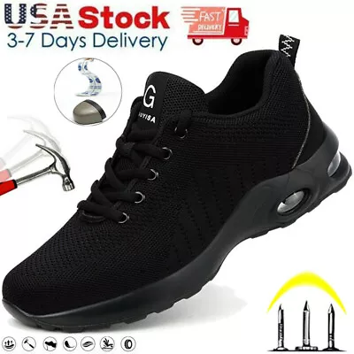 Steel Toe Work Boots Mens Auto Mechanic Safety Shoes Lightweight Breathable US 9 • $27.89