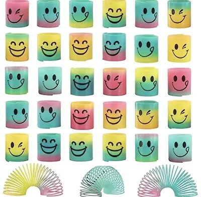 Pack Of 5 Mini Rainbow Springs With Faces Slinky Fun Toy For Kids Party Favours • £4.99