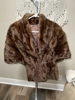 Vintage Mink Stole Wrap Shall Tan Brown Real Fur Shawl Cape • $150