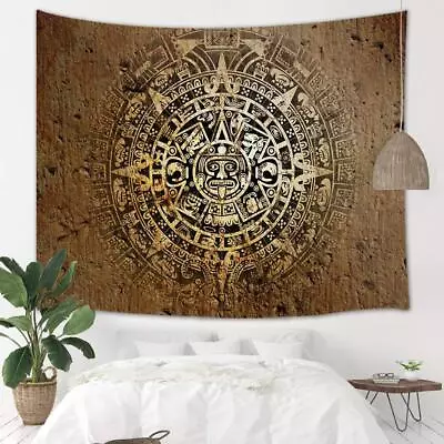 Mystical Calendar Mayan Tapestry Wall Hanging Large Bohemian Fabric Room Decor • $26.10