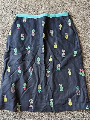 👍 Ladies Smart Clothes Laura Ashley UK 8 - Pineapple Print Black A-line Skirt • £7