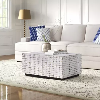 Coffee Table Rustic Handcrafted Distressed Reclaimed White Mosaic  Rectangle New • $399.99