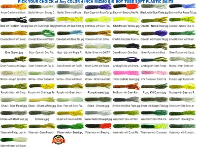 Mizmo Tubes Big Boy 4 Inch Any 71 Colors 10pk Bass Fishing Soft Plastic Lures • $8.99