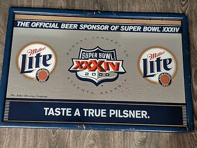 Vintage 2000 Miller Lite Beer Super Bowl XXIV Superdome Bar Mirror Sign 32 X21  • $99.99