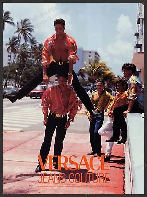 Versace Jeans Couture South Beach Miami 1990s Print Advertisement 1993 Leap Frog • $14.99