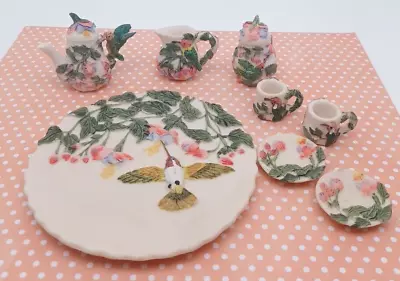 Vintage Humming Bird Mini Tea Set Collectible Decor Popular Imports Floral • $10.85