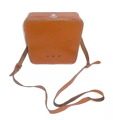 Vintage Leather Covered Case/Old Camera Storage Case + Shoulder Strap • £2.50