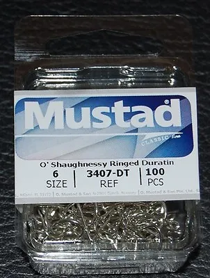 100 Mustad 3407DT Size 6 Saltwater Big Game Duratin J Hooks 3407DT-06 • $10.79