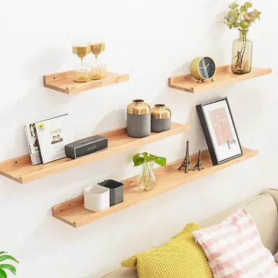£13.02 • Buy Floating Shelf Wall Mounted Space Saving Easy Install Solid Wood Home Decor