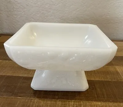 Vintage White Milk Glass Candy Dish Floral H 3  5.5” MJ-25 • $15