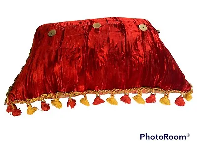 Vintage Custom Made Decorator Cut Velvet Nouveau Rococo W Fringe Throw Pillow • $44.95