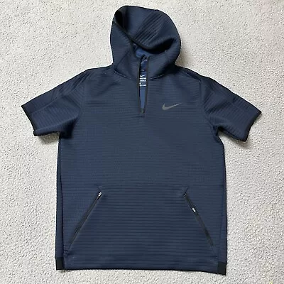 Nike Pro Men's Medium Short Sleeve 1/4 Zip Hoodie Pullover CQ8343 010 Obsidian • $38.99