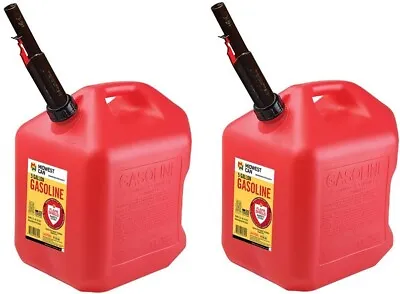 (2) Ea Midwest Can Co 5610 5 Gallon Gas Cans W Flameshield Shut Off Spout  • $79.90