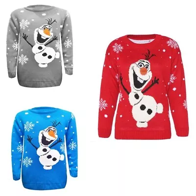 Adult Women Retro Knitted Jumper Christmas Dancing Olaf Sweater Snowman • £7.99