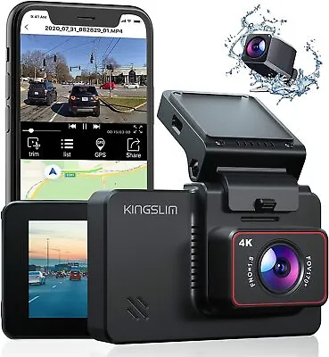 $188.09 • Buy Kingslim D4 4K Dual Lens Car DVR Dash Cam Video Recorder Front Rear Camera WiFi