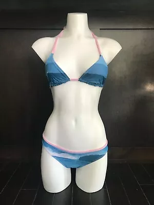 Aaron Chang Stripe Wave Photo Print Reversible Bikini Small Or Medium • $100