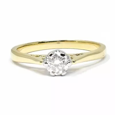 Premium 1/6 Carat Diamond Solitaire Yellow Gold Engagement Ring • £199