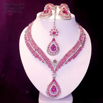 Fashion Jewellery Necklace With Long Earrings Tikka (hair Piece) & Free Gift • £22.95