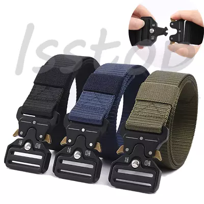 MEN Casual Military Tactical Belt Army Metal Adjustable Quick Release Waistband • $8.99