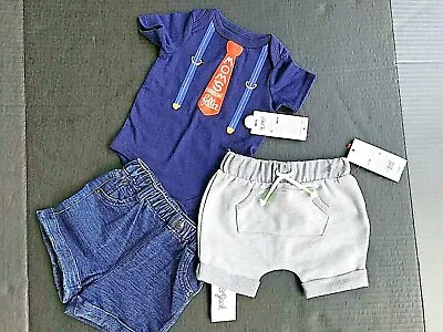 Baby Boy Clothes Size 0-3 Months 3 Piece Bundle All NEW With Tags  -AA08 • $30.40