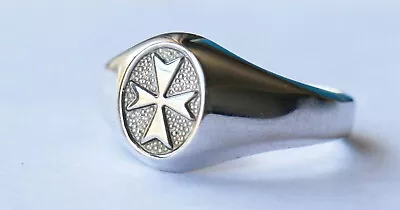 Sterling Silver Maltese Cross Templar Amalfi Solid Ring ALL SIZES Signet Men Wom • $70.99