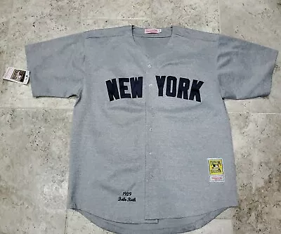 New York Yankees Babe Ruth #3 Mitchell & Ness 1929 Gray Road Authentic Jersey • $500