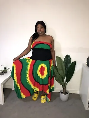 Rasta Coloured Maxi Dress One Size Fits 6-18  • £25.99