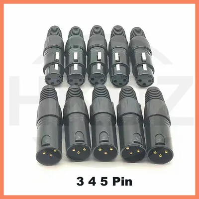 3 4 5 Pin Pole XLR Plug Socket Connector Male Female Audio Cannon Microphone • £2.03