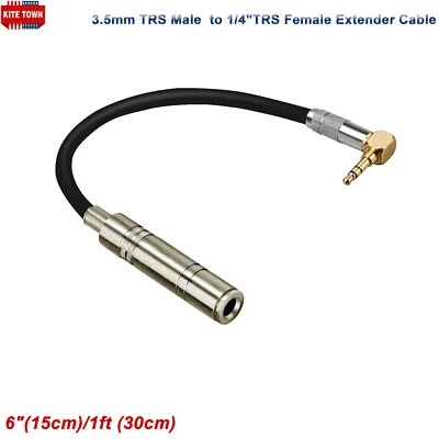 3.5mm 1/8  TRS Male Right Angle To TRS 1/4  Female Stereo Extender Adapter Cable • $12.34