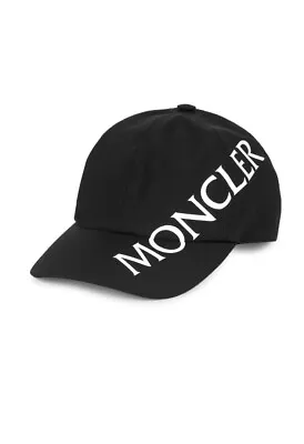 New Authentic Moncler Unisex Limited Edition Hat Cap Black Written Logo Adj $495 • $155.50