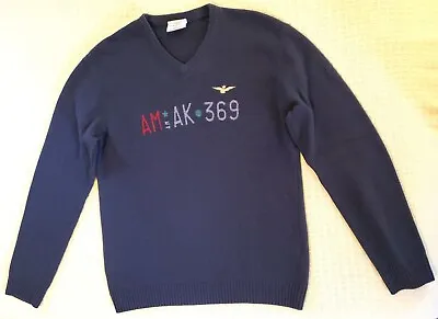 AERONAUTICA MILITARE Vintage Men's Wool Blend Long Sleeve V-neck Sweater Size L • $24.83