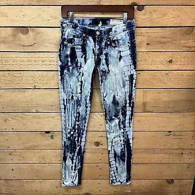 Rag & Bone Skinny Jeans Size 28 Stretch Rivera Light Dark Blue Tie Dye Acid Wash • £16.03