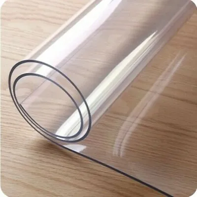 2mm Thick Clear Transparent Vinyl PVC Tablecloth Table Protector Plastic Cover • £10.89