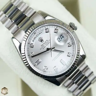 Rolex 118239 Day-Date 36 White Gold Silver Diamond Dial 2017 Serviced 2023  • £21495