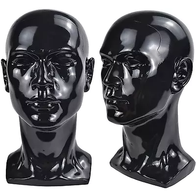 PVC Mannequin Head Black Male Manikin Dummy Stand Model Display Hat Scarf Wigs H • $38.84